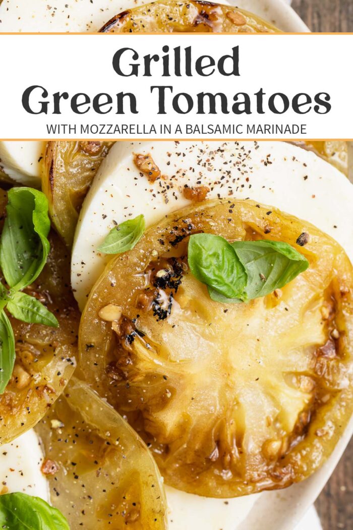 Pin graphic for grilled green tomatoes.