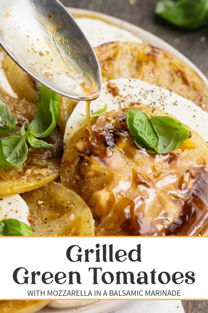 Pin graphic for grilled green tomatoes.