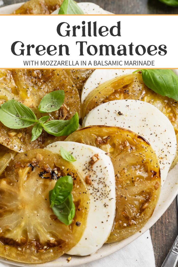 Pin graphic for grilled green tomatoes.