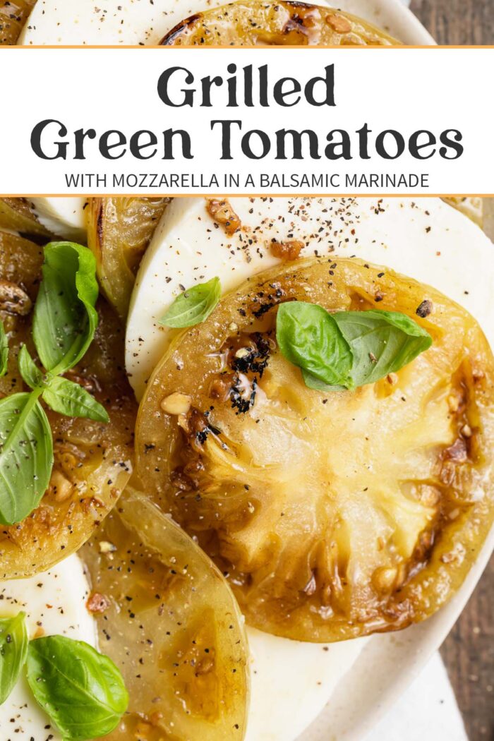 Pin graphic for grilled green tomatoes.