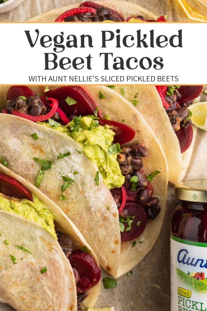 Pin graphic for pickled beet tacos.