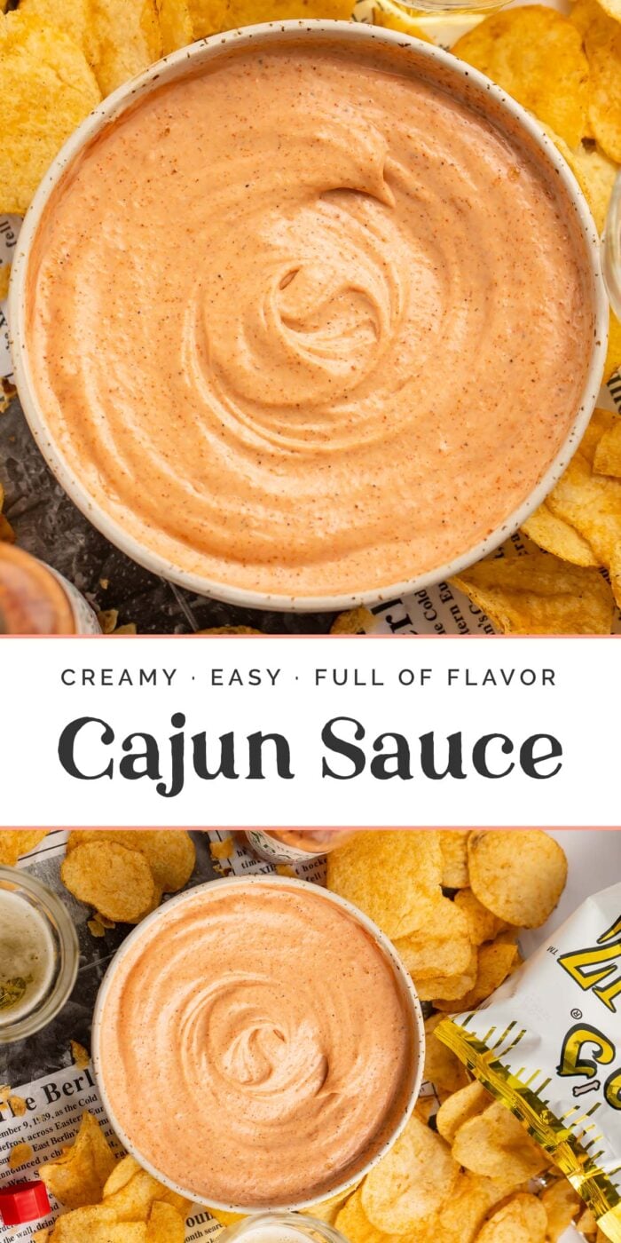 pin graphic for cajun sauce.