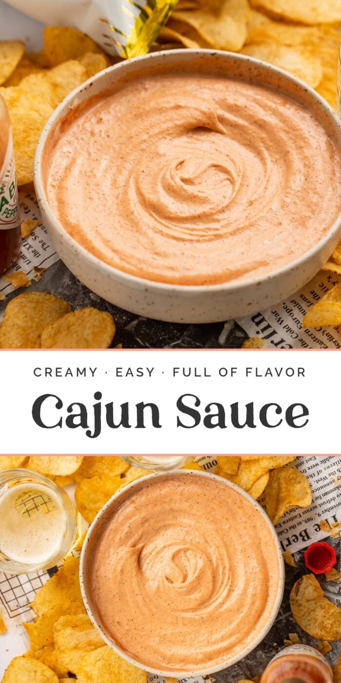 pin graphic for cajun sauce.