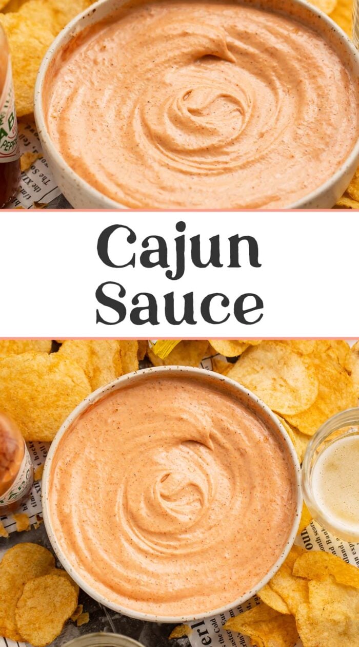 pin graphic for cajun sauce.