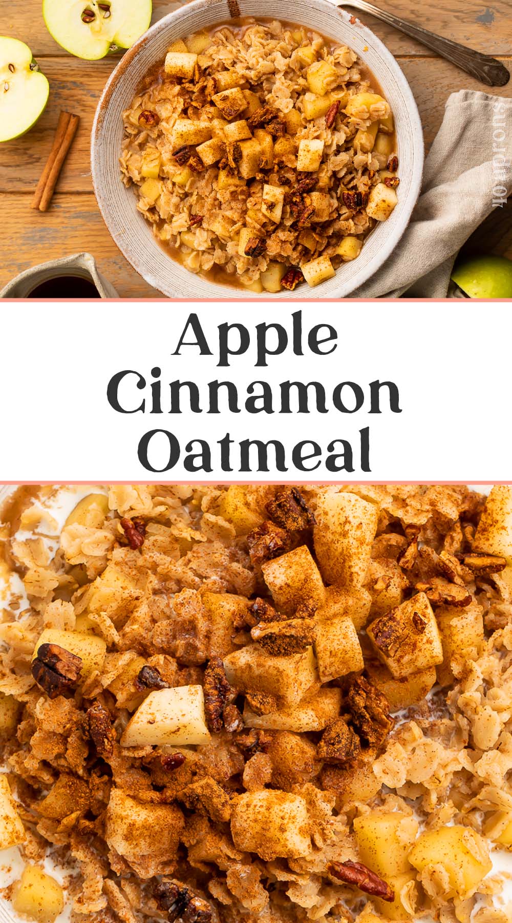 Pin graphic for apple cinnamon oatmeal.