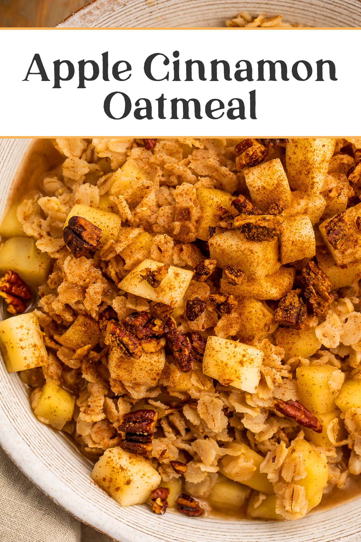 Pin graphic for apple cinnamon oatmeal.