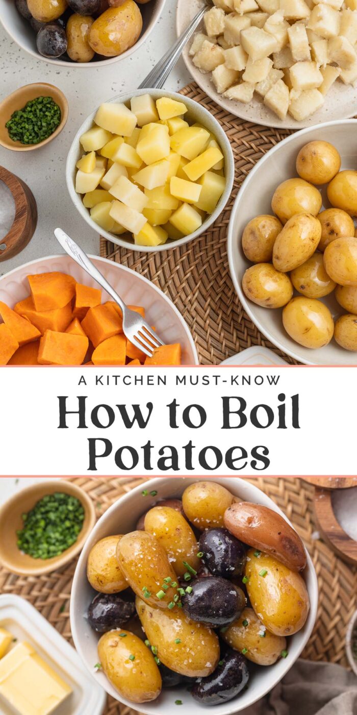 Pin graphic for how to boil potatoes.