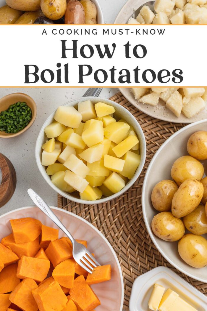 Pin graphic for how to boil potatoes.