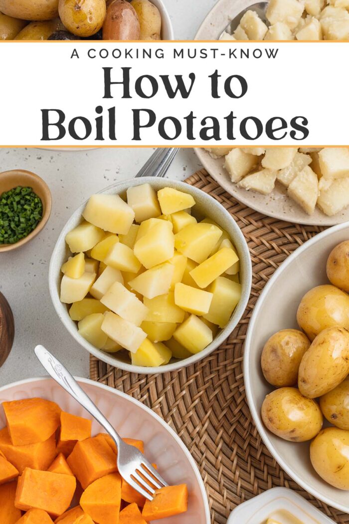 Pin graphic for how to boil potatoes.