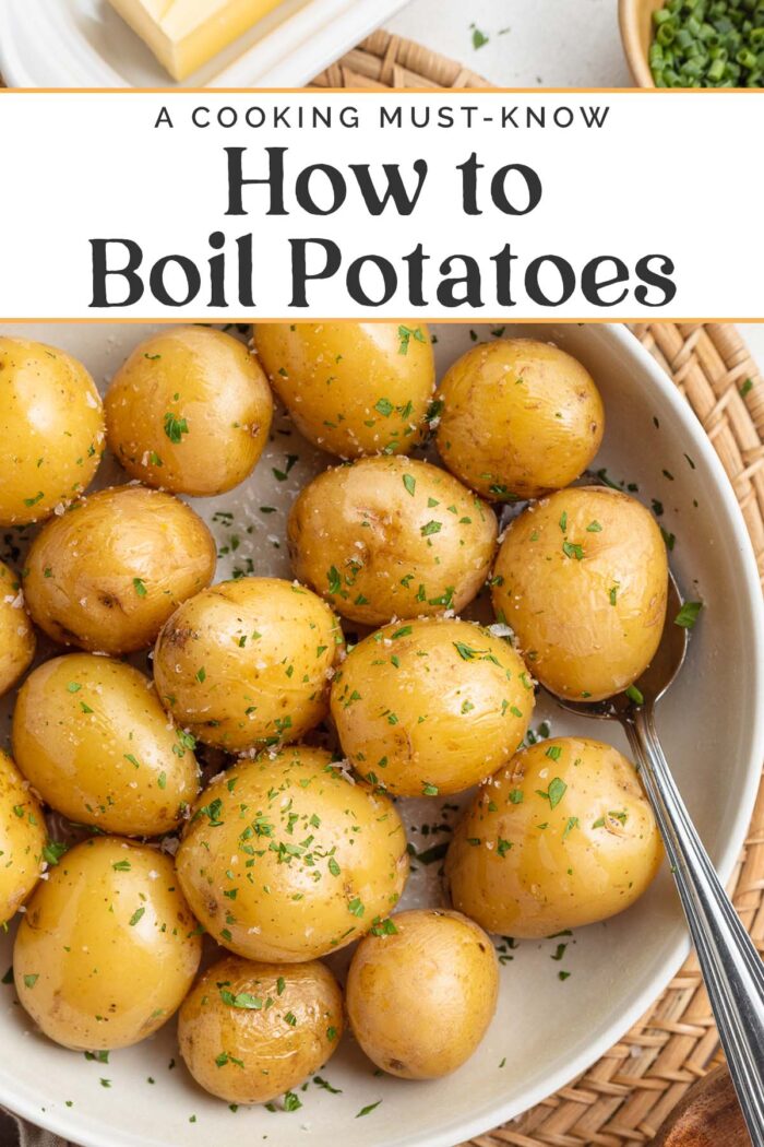 Pin graphic for how to boil potatoes.