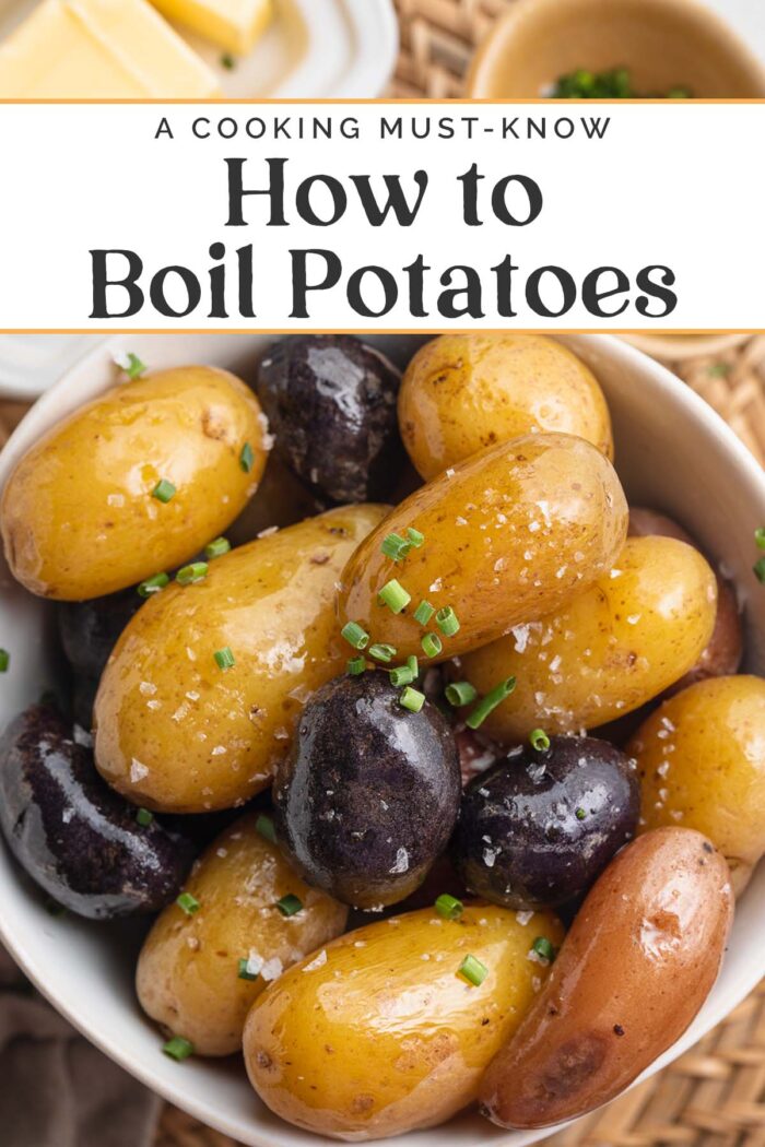 Pin graphic for how to boil potatoes.