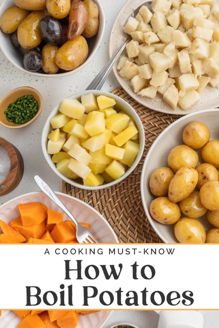 Pin graphic for how to boil potatoes.