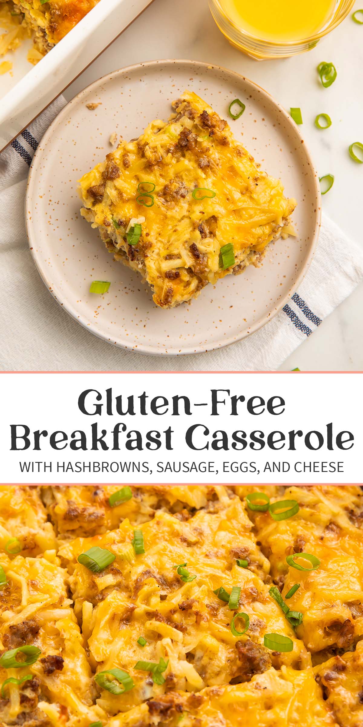 Pin graphic for gluten-free breakfast casserole.