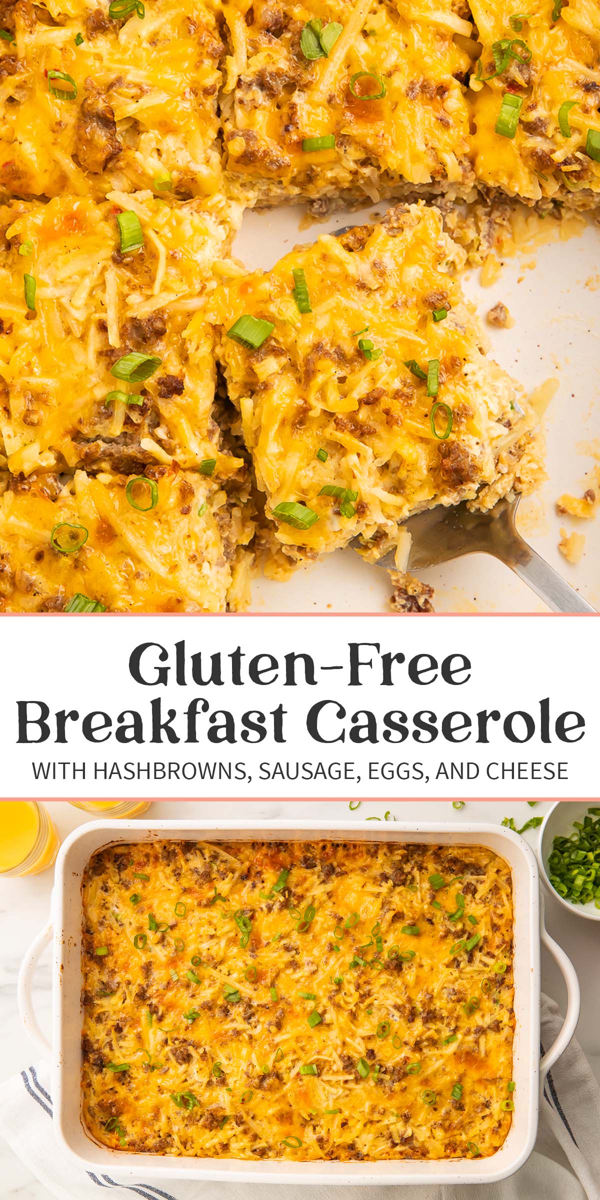 Pin graphic for gluten-free breakfast casserole.