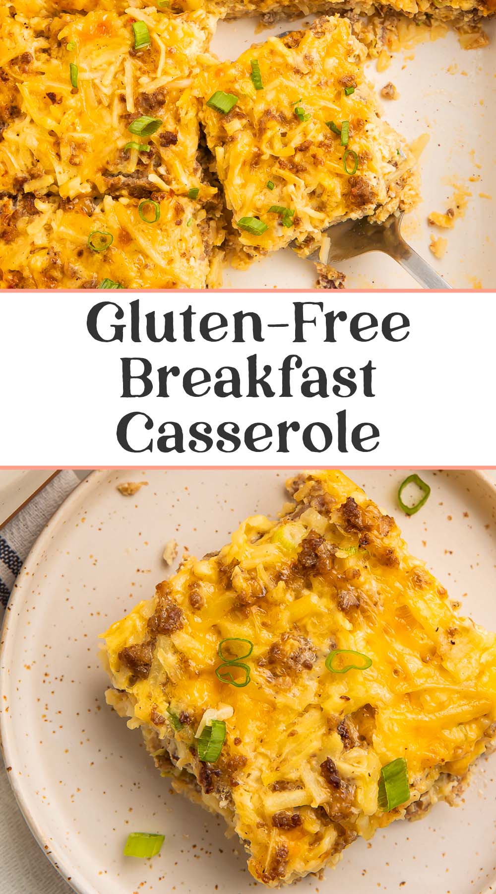 Pin graphic for gluten-free breakfast casserole.