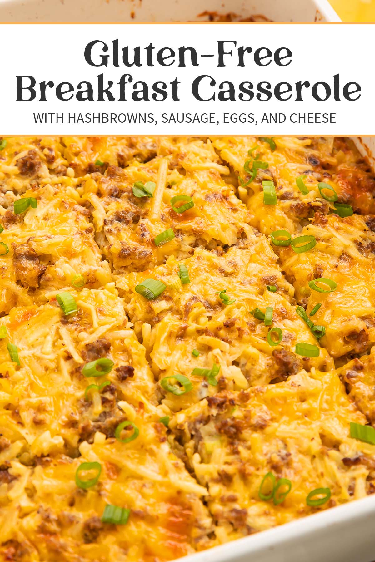 Pin graphic for gluten-free breakfast casserole.