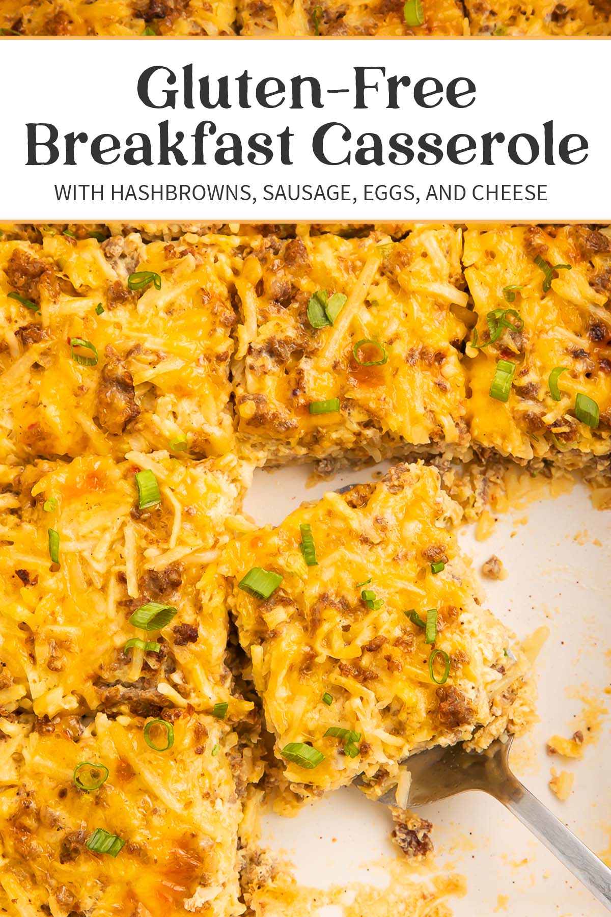 Pin graphic for gluten-free breakfast casserole.