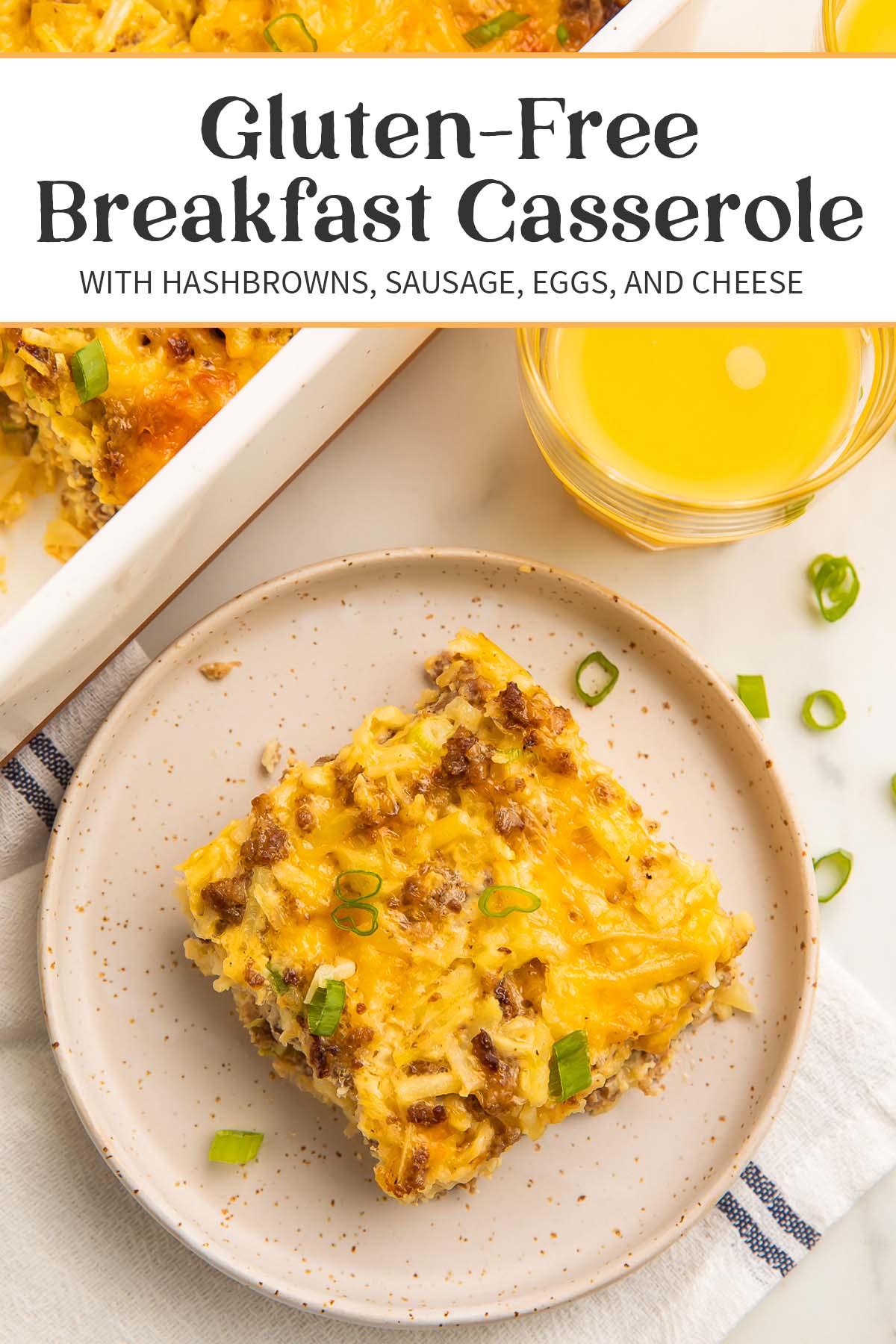 Pin graphic for gluten-free breakfast casserole.