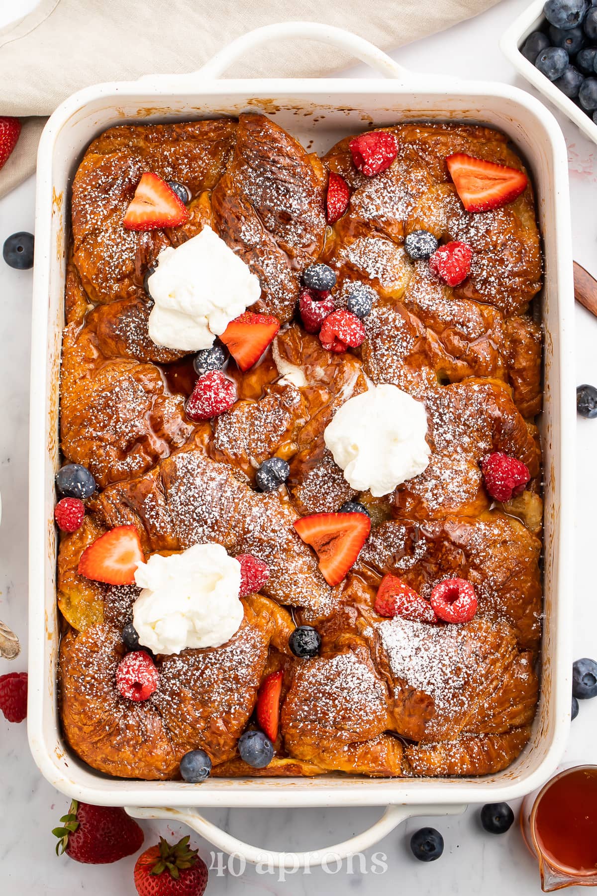 Pin graphic for croissant french toast casserole.