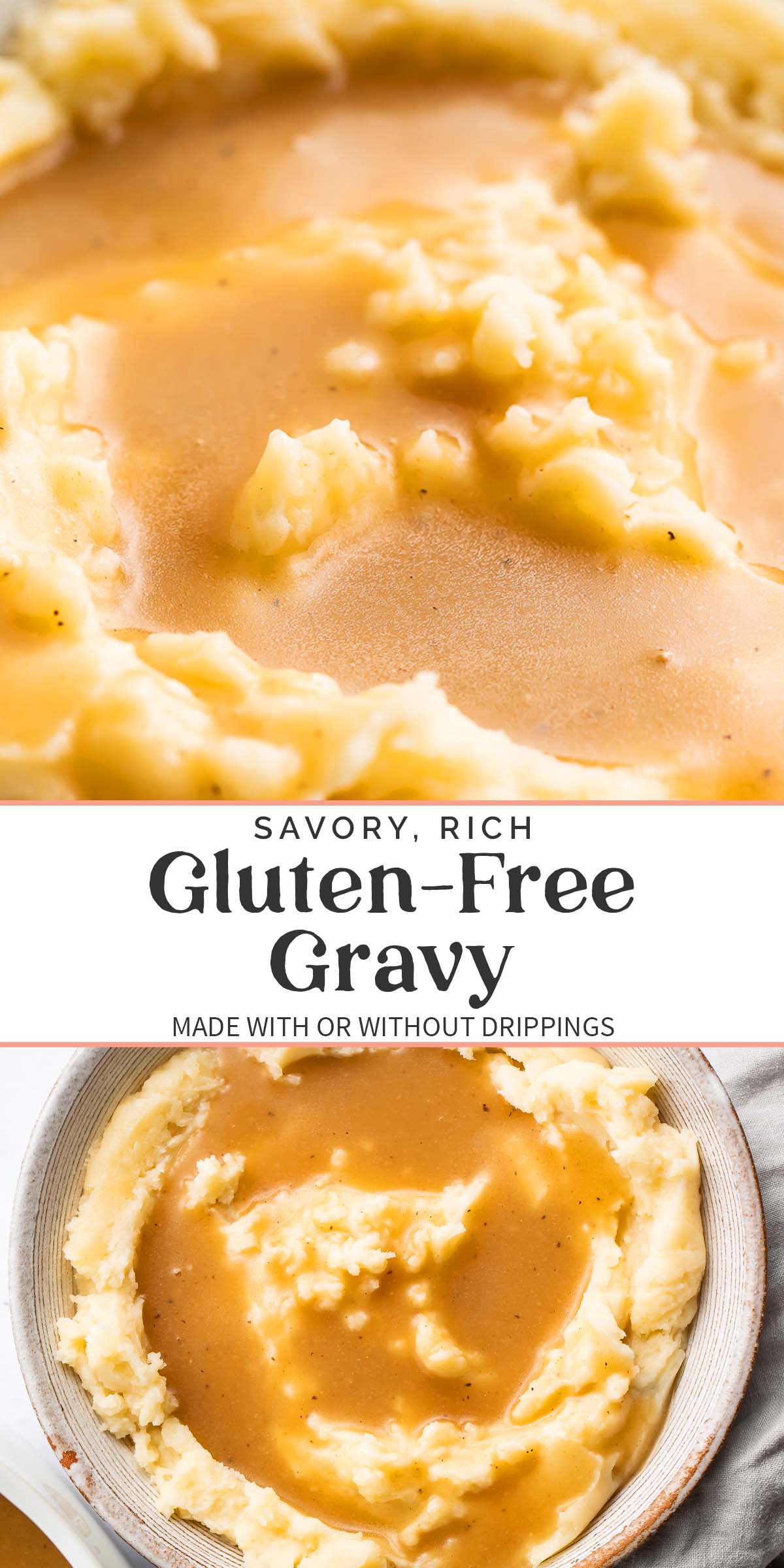 Pin graphic for gluten-free gravy.