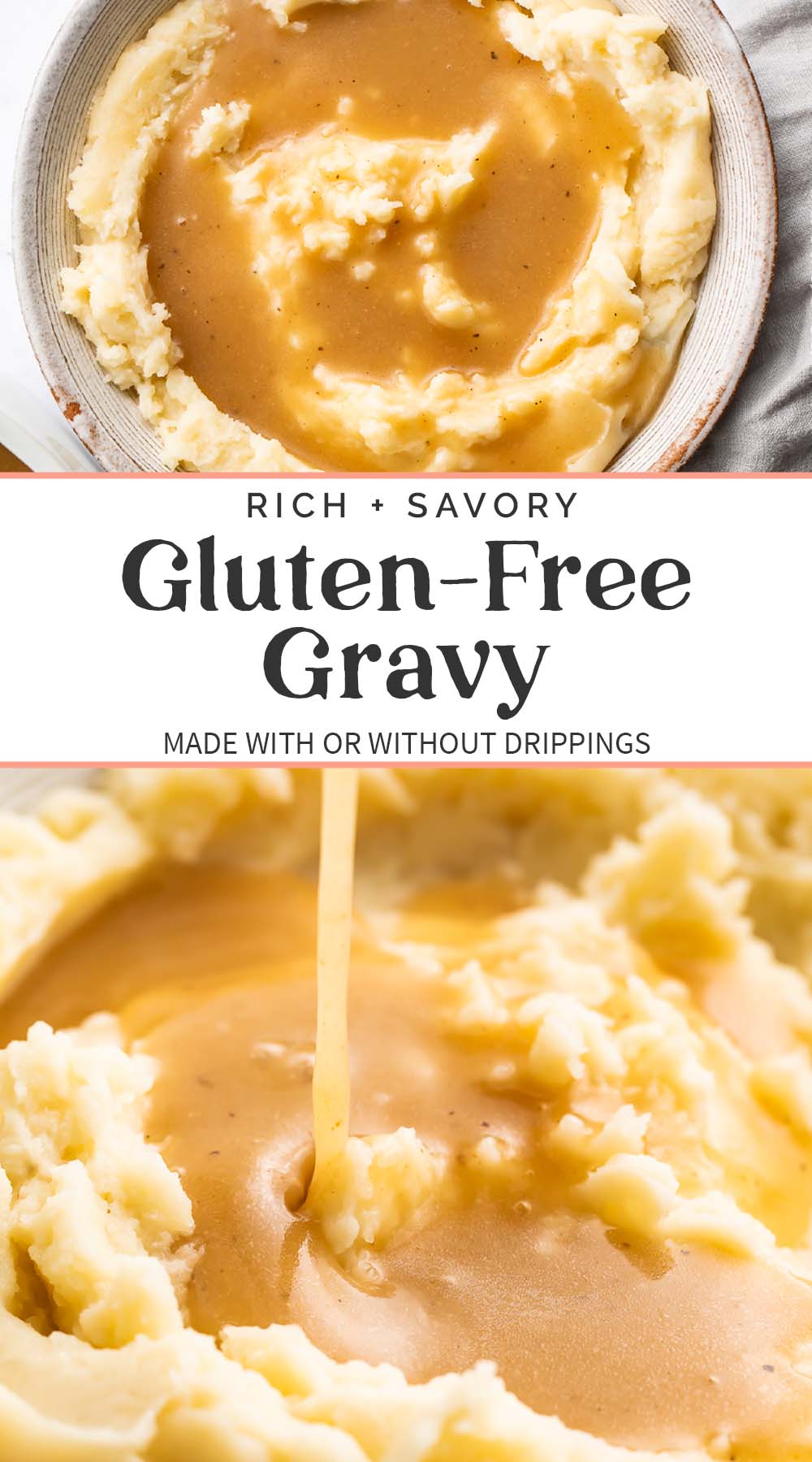 Pin graphic for gluten-free gravy.