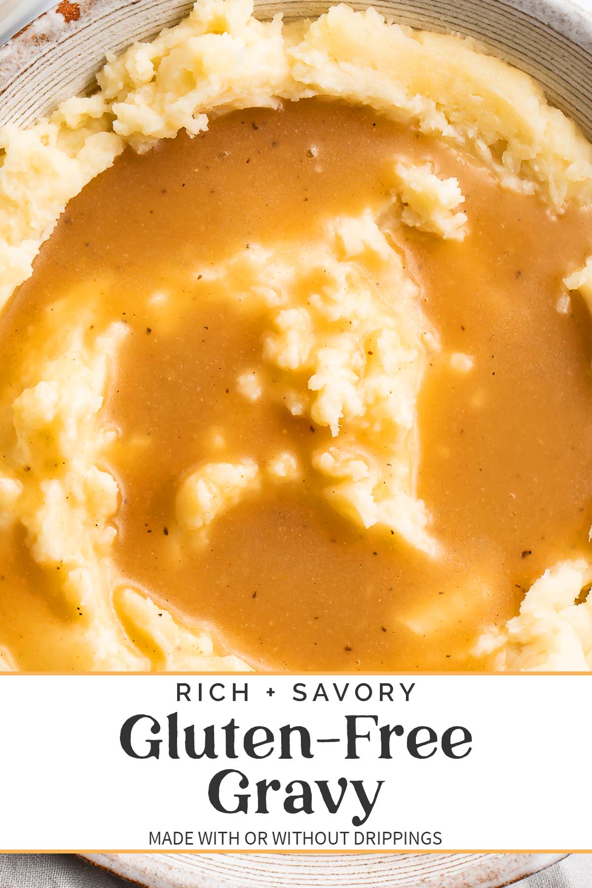 Pin graphic for gluten-free gravy.