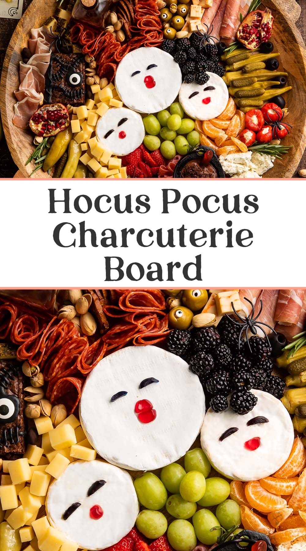 Pin graphic for Hocus Pocus charcuterie board.