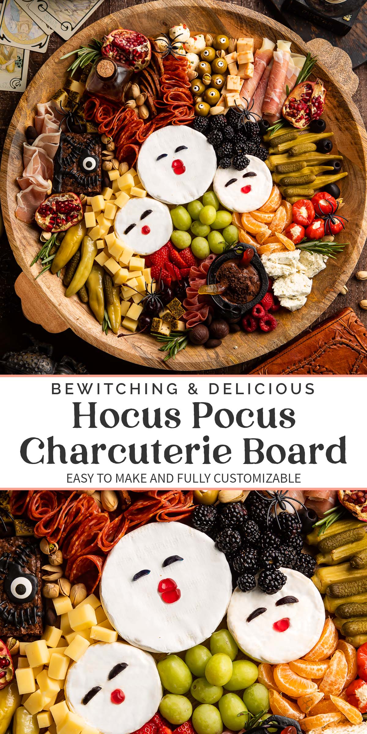 Pin graphic for Hocus Pocus charcuterie board.