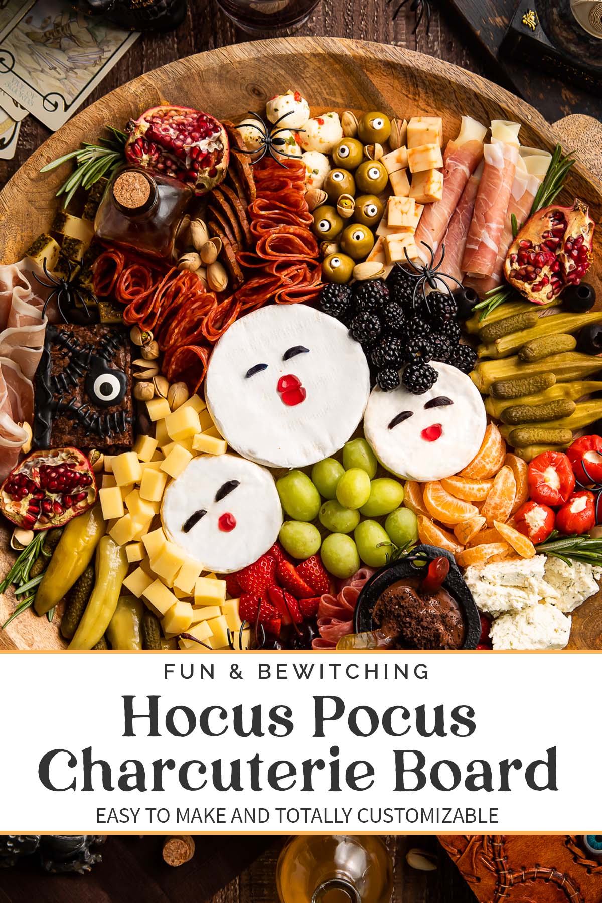 Pin graphic for Hocus Pocus charcuterie board.