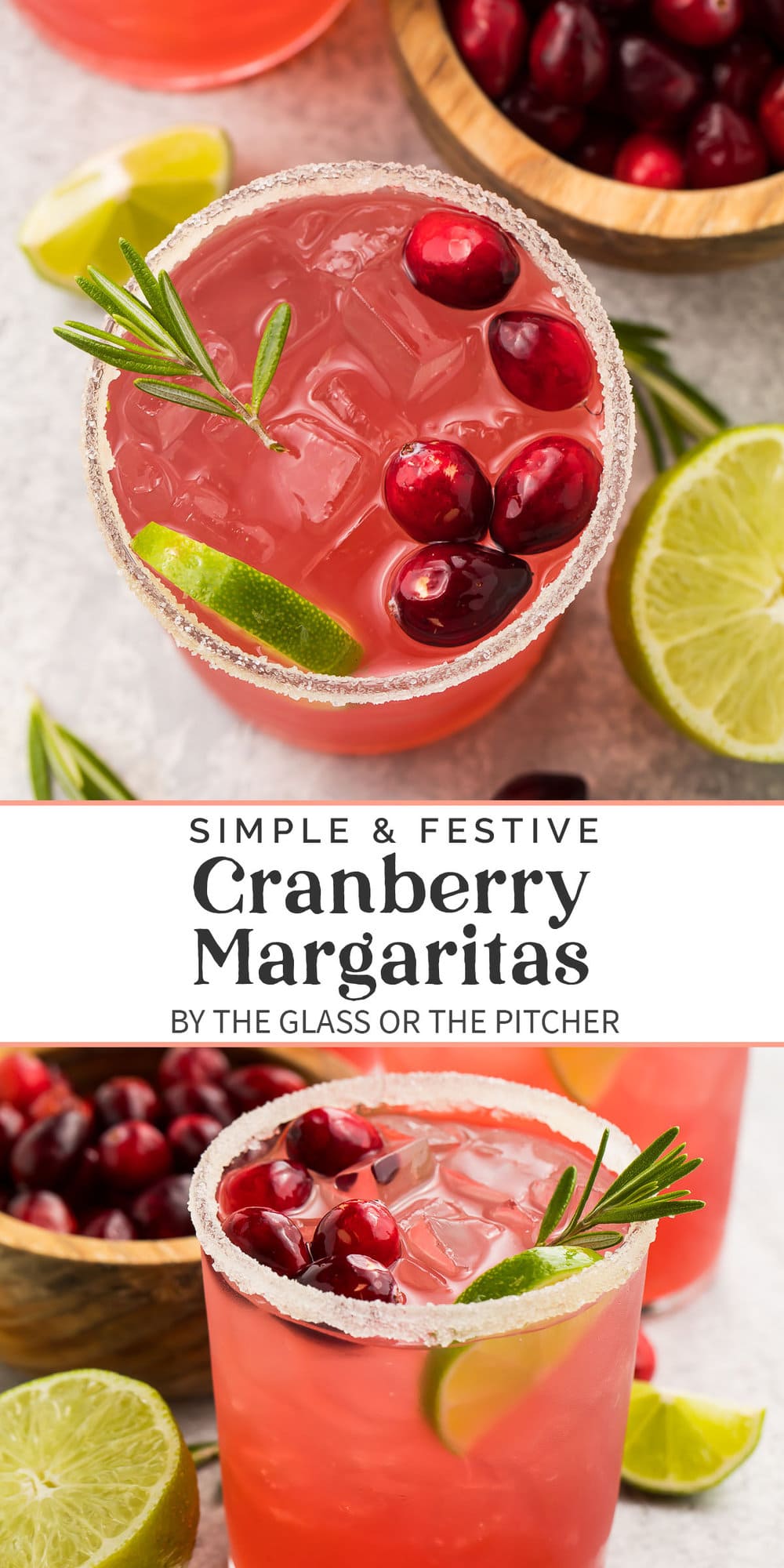 Pin graphic for cranberry margarita.