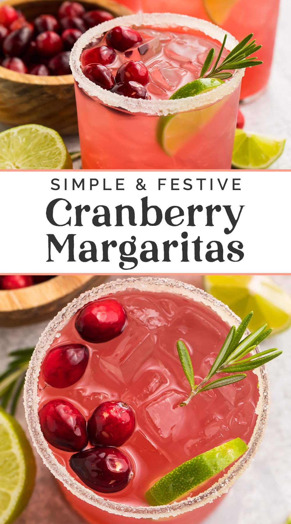 Pin graphic for cranberry margarita.