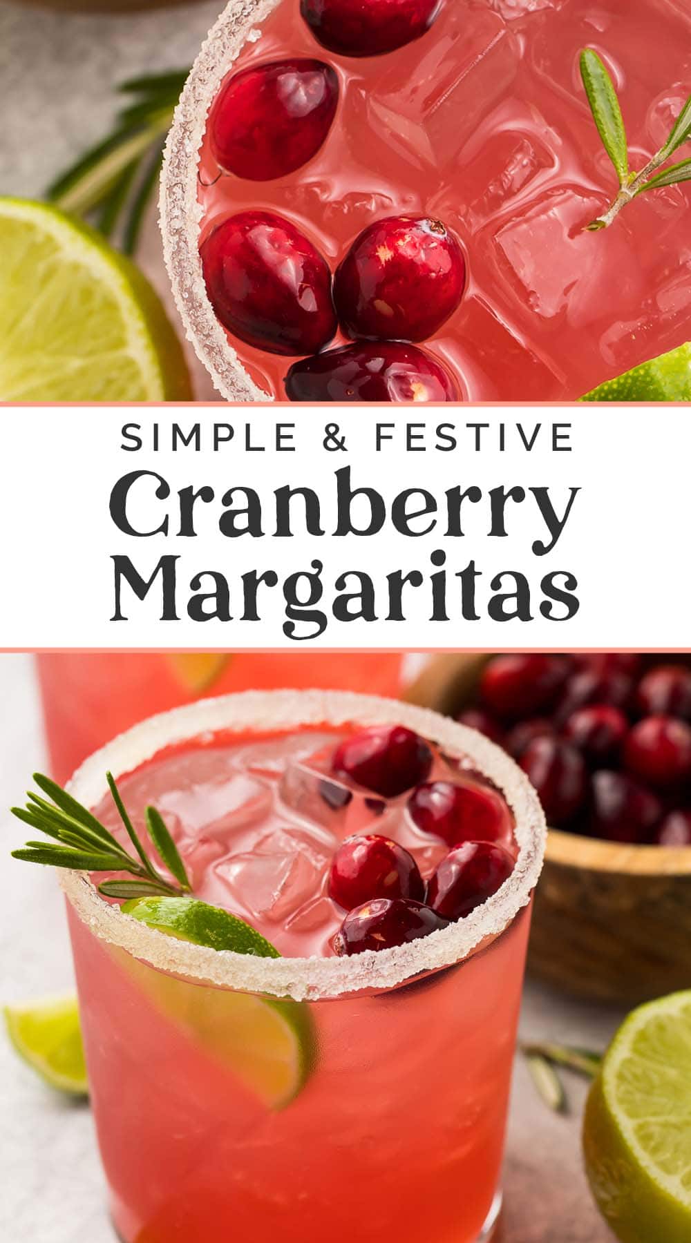 Pin graphic for cranberry margarita.