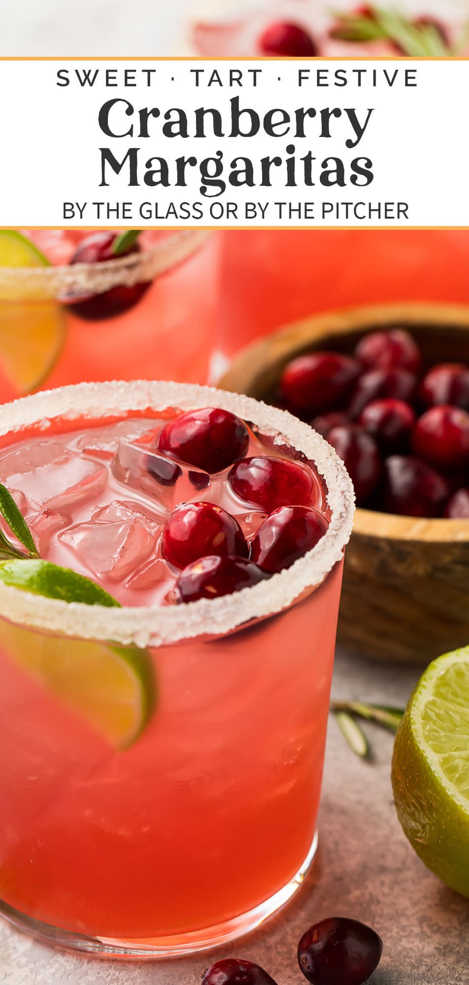 Pin graphic for cranberry margarita.