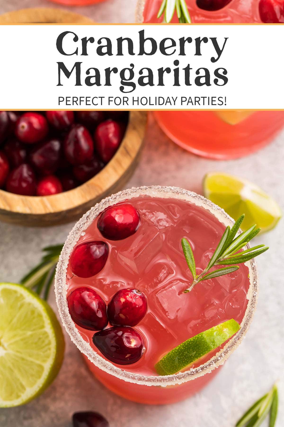 Pin graphic for cranberry margarita.