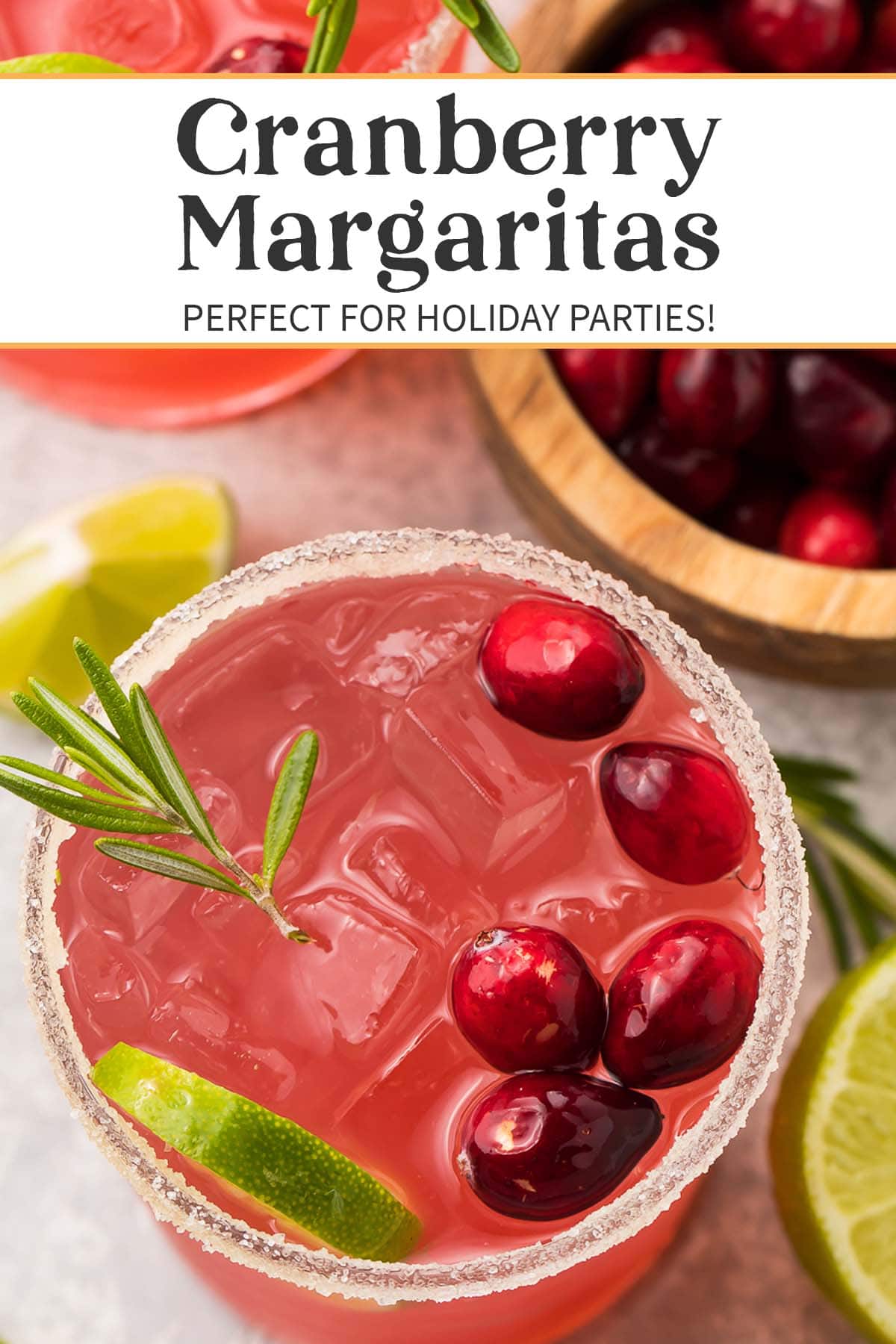 Pin graphic for cranberry margarita.