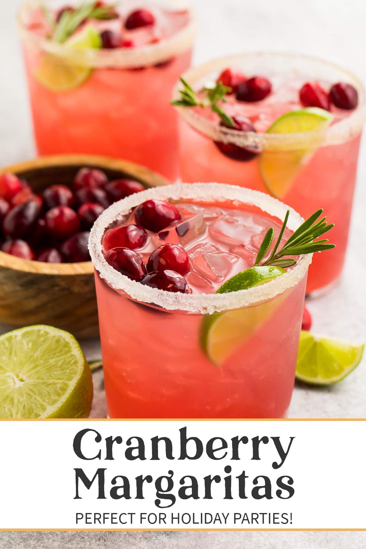 Pin graphic for cranberry margarita.