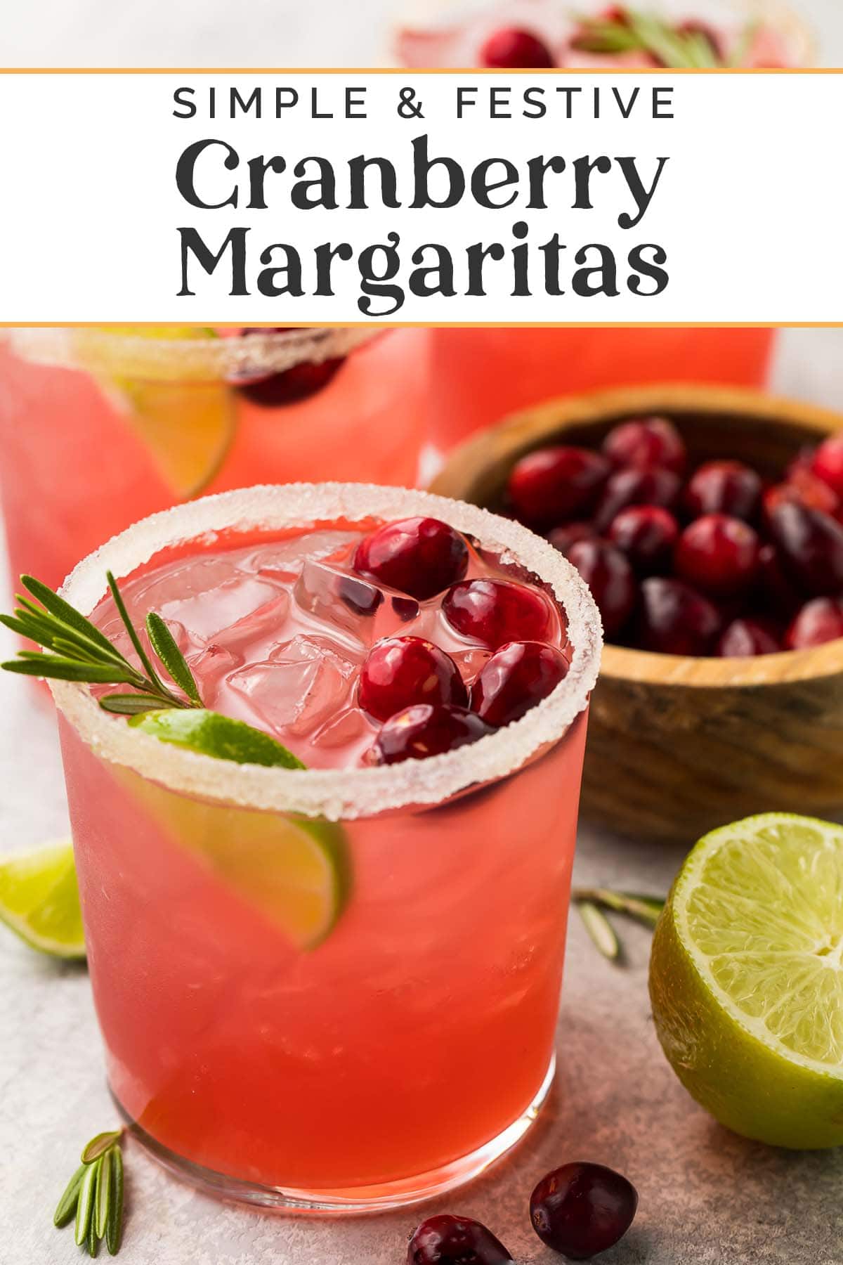 Pin graphic for cranberry margarita.