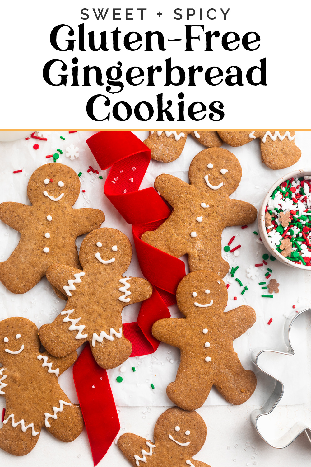 Pin graphic for gluten-free gingerbread cookies.