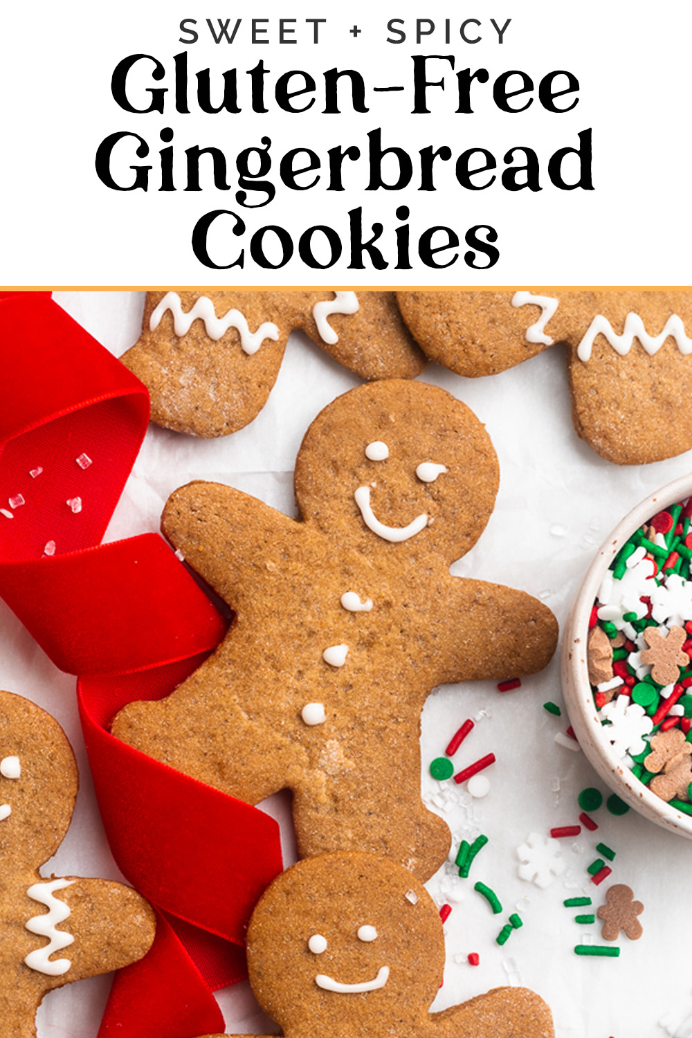 Pin graphic for gluten-free gingerbread cookies.