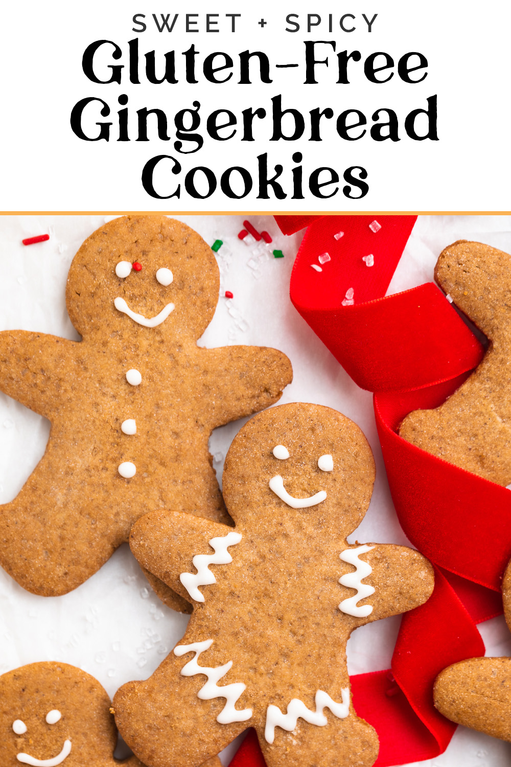 Pin graphic for gluten-free gingerbread cookies.