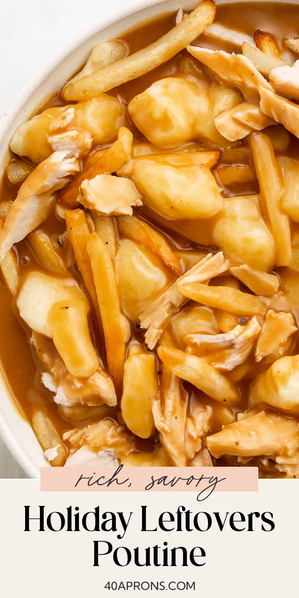 Pin graphic for leftover turkey poutine.