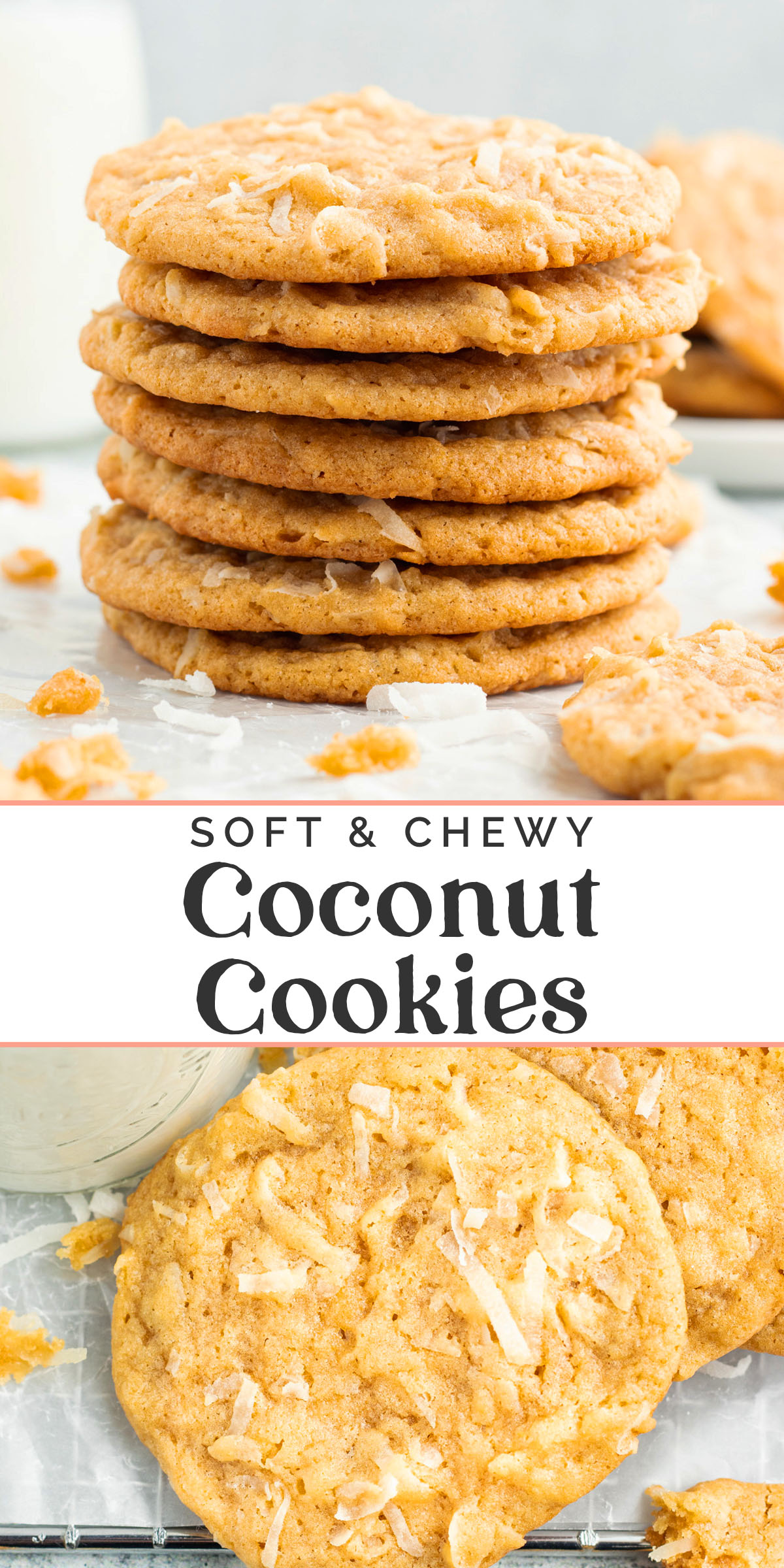 Pin graphic for coconut cookies.