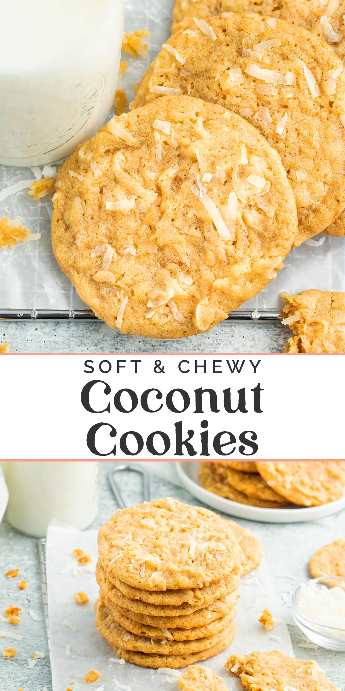 Pin graphic for coconut cookies.