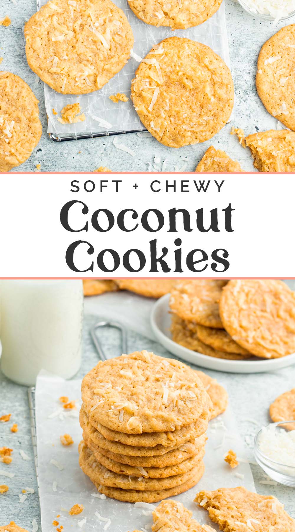 Pin graphic for coconut cookies.