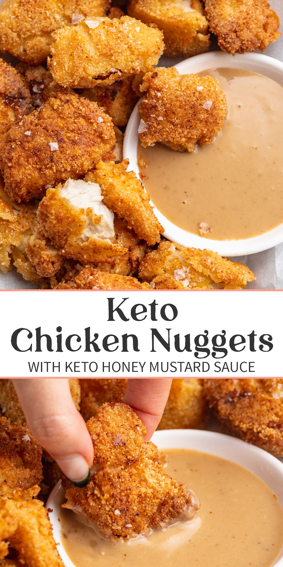 Pin graphic for keto chicken nuggets.