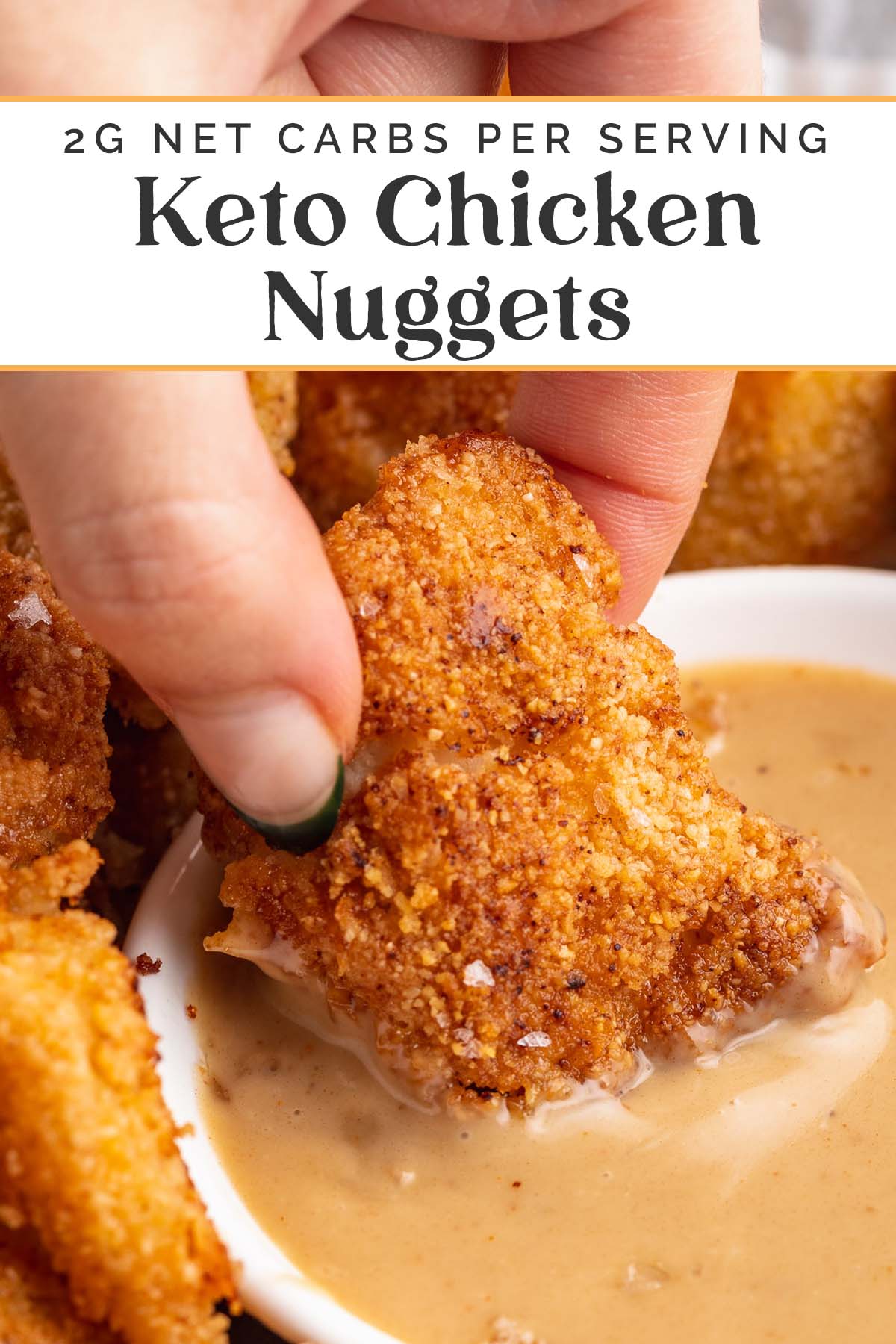 Pin graphic for keto chicken nuggets.