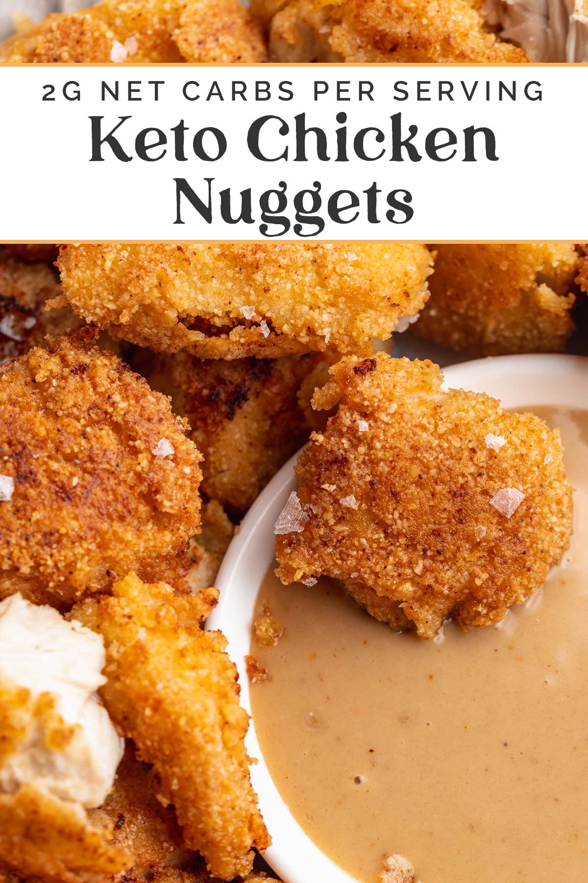 Pin graphic for keto chicken nuggets.