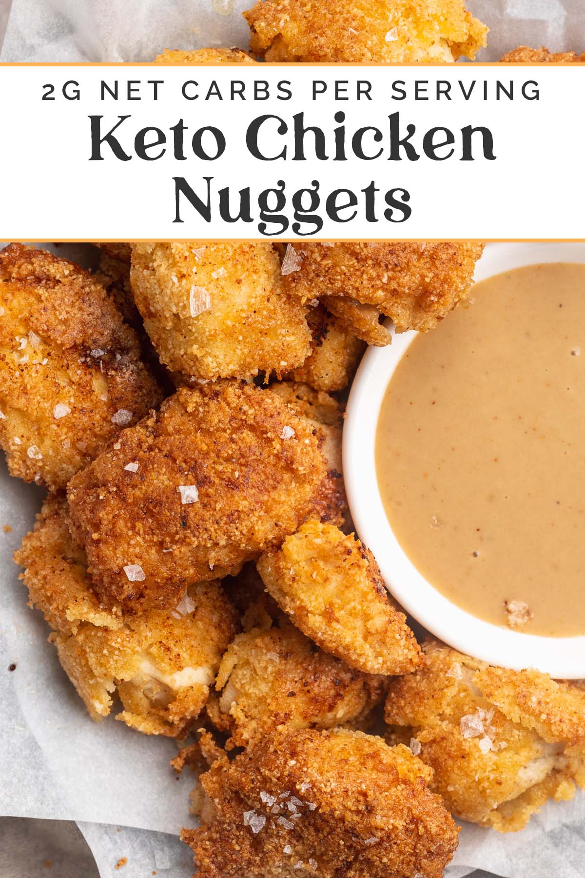 Pin graphic for keto chicken nuggets.