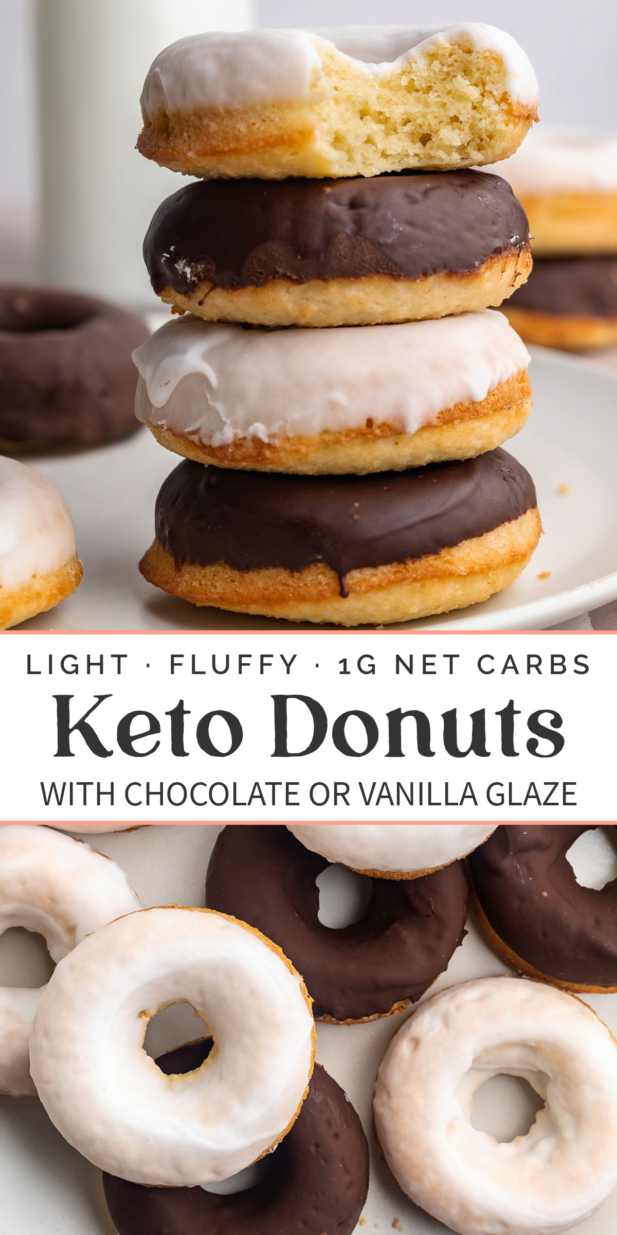 Pin graphic for keto donuts.