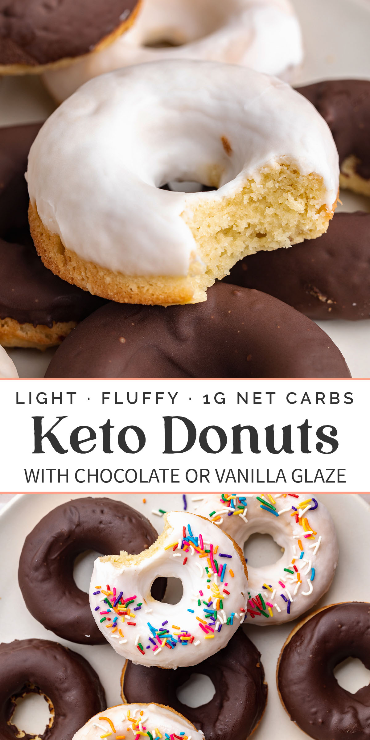 Pin graphic for keto donuts.